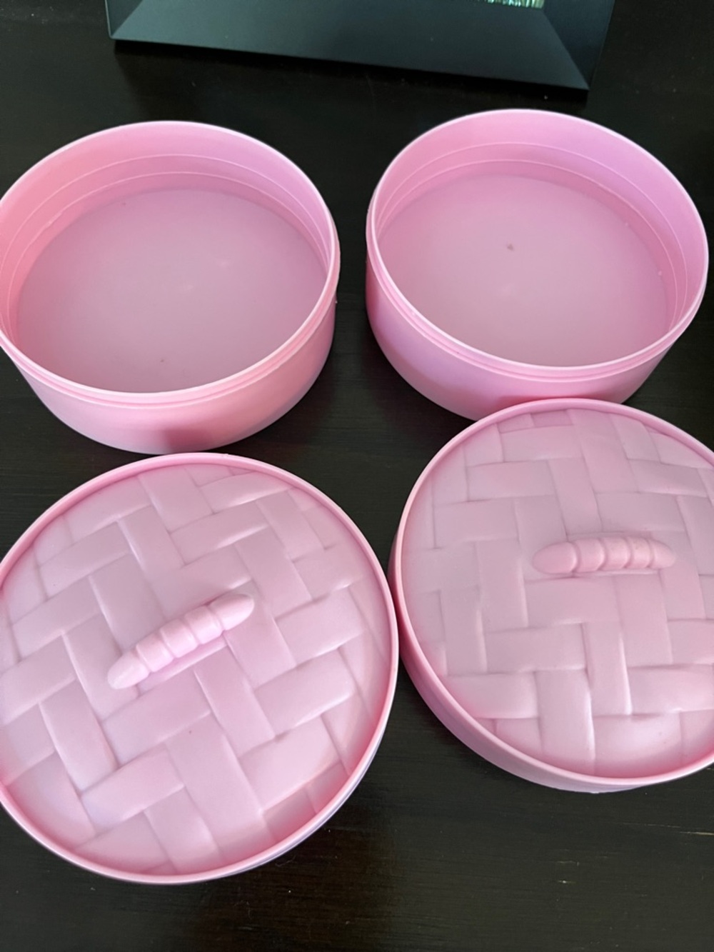 Pink Round Plastic Trinket Boxes - Set of 4